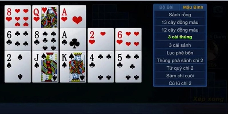 Các thế bài trong cách chơi game mậu binh